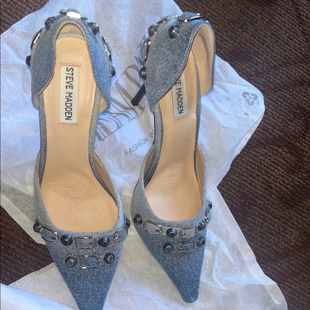 Steve Madden Denim Embellished Heels